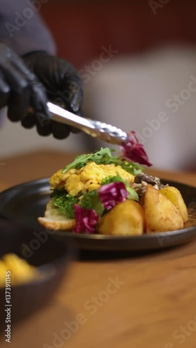 Culinary mastery in action gourmet food preparation modern kitchen photography professional setting close-up view gastronomy concept