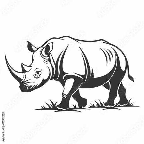 Rhinoceros black silhouette icon vector