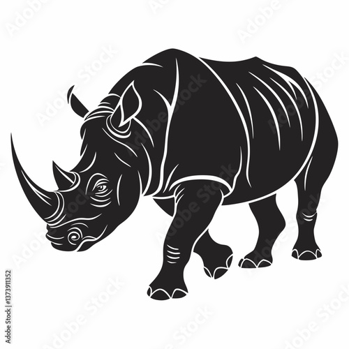 Rhinoceros black silhouette icon vector