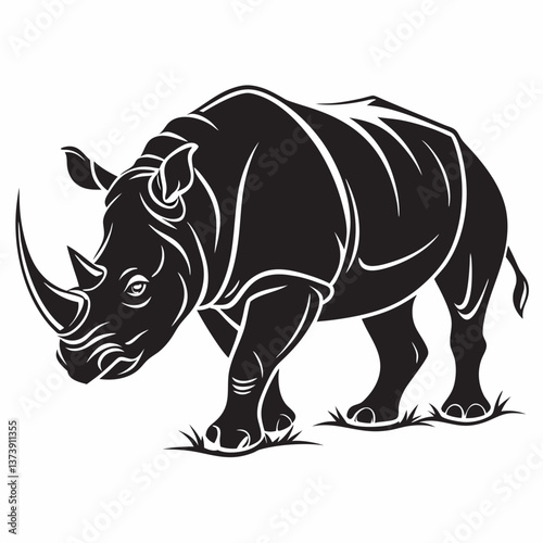 Rhinoceros black silhouette icon vector