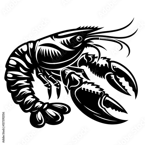 Wallpaper Mural Lobster with claws in stylized black vector art Torontodigital.ca