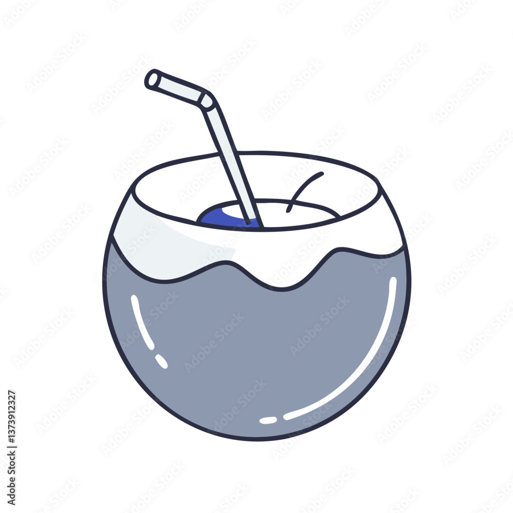 Coconut drink icon in flat style with neutral tones Coconut drink icon in flat style with neutral tones