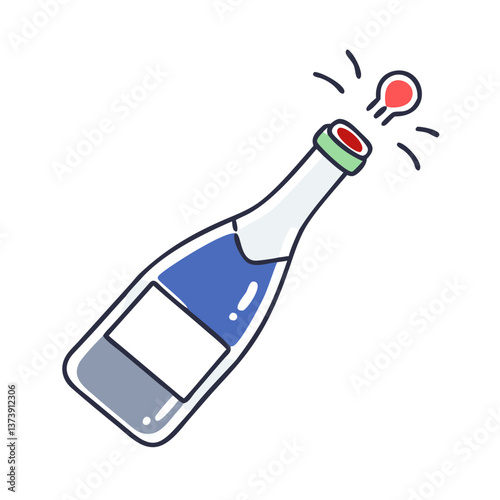Wine bottle opening icon in flat style with muted colors