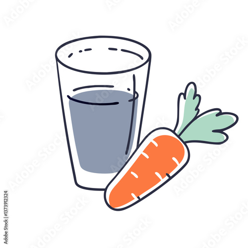 Carrot juice glass icon in flat style with neutral tones