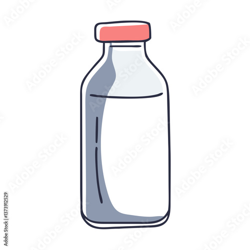 Glass milk bottle icon in flat style