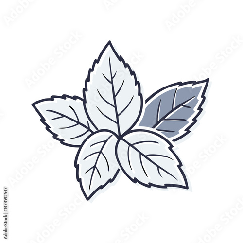 Mint leaves illustration in flat style