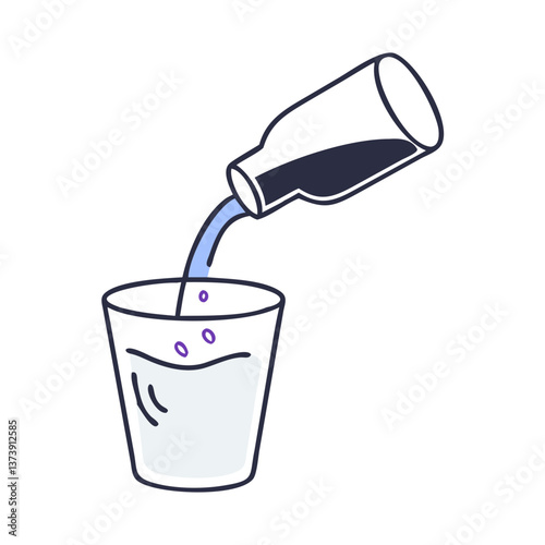 Drink being poured into glass in flat style