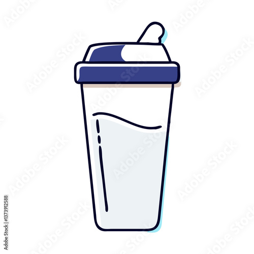 Shaker bottle with liquid in flat style