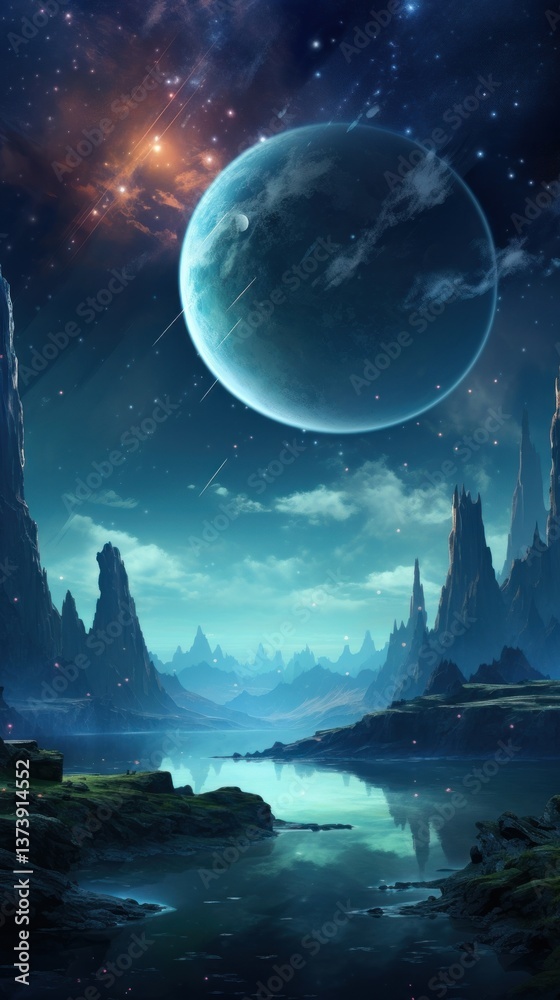 Naklejka premium Space art wallpaper landscape astronomy outdoors.