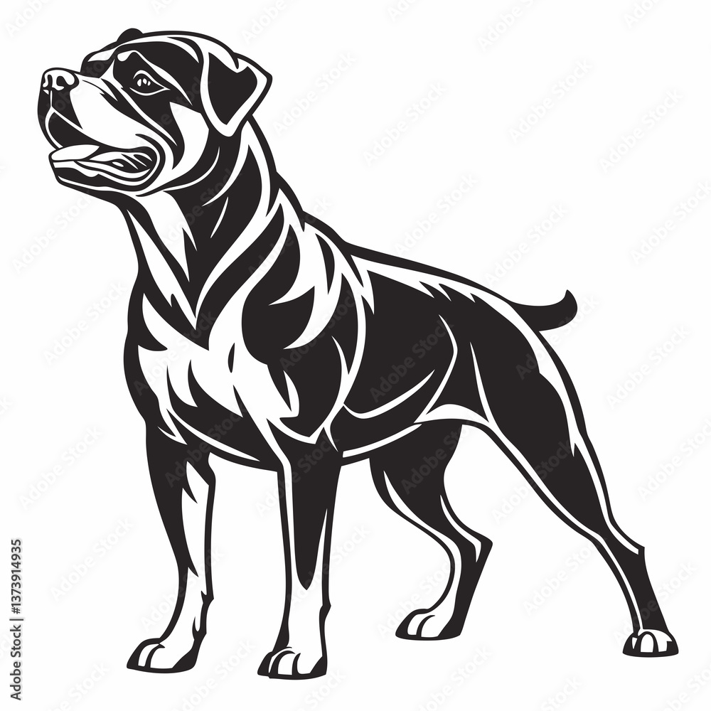 Fototapeta premium rottweiler black silhouette icon vector