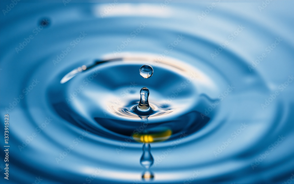 A water droplet creates expanding ripples as it plunges into a serene pool of clear blue liquid, showcasing motion and a refreshing scene. A water droplet creates expanding ripples as it plunges into a serene pool of clear blue liquid, showcasing motion and a refreshing scene.