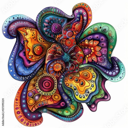 Wallpaper Mural Colorful Abstract Floral Design with Intricate Shapes and Patterns Torontodigital.ca