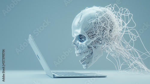 Digital Skull and Laptop: A...