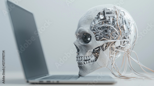 Cybernetic skull with lapto...