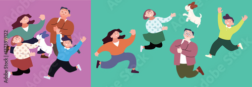 Colorful and fun family gathering vector illustration