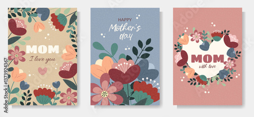 Mother's Day cards set in retro style
