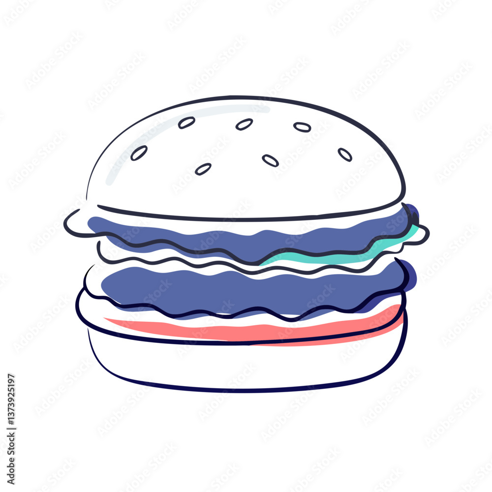 Cheeseburger with lettuce in flat style Cheeseburger with lettuce in flat style