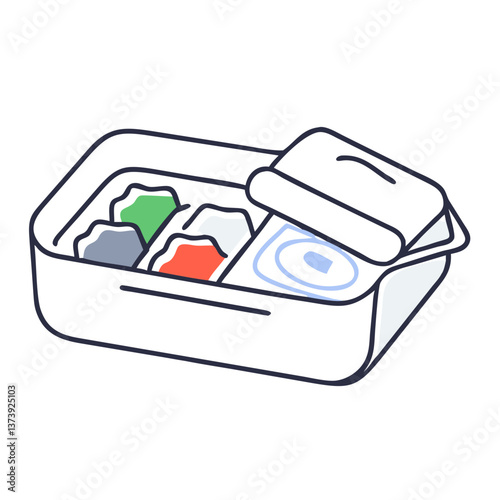 Healthy lunchbox with vegetables in flat style