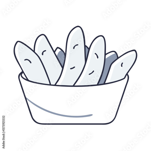Bowl of whole potatoes in flat style