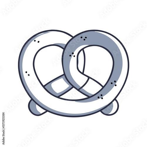 Traditional pretzel snack in flat style