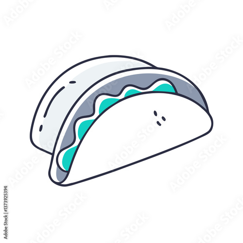Soft taco with visible filling in flat style