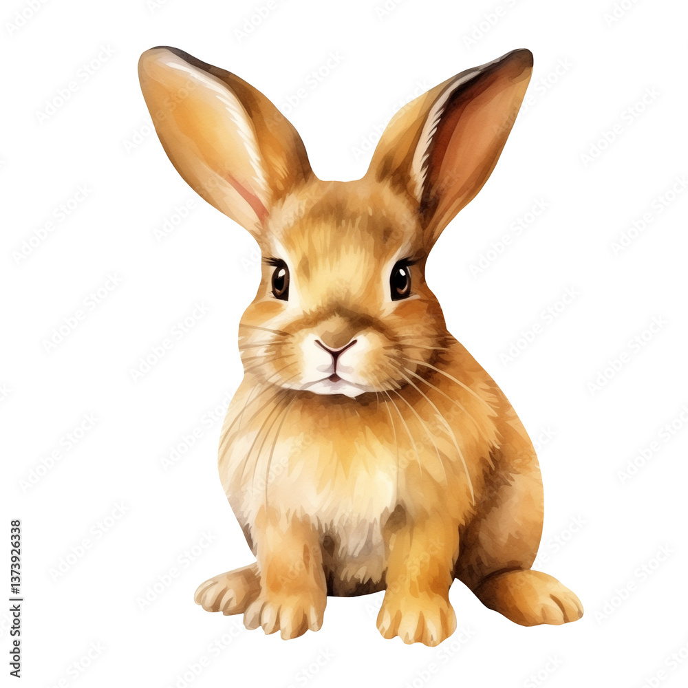 Obraz premium Watercolor Isolated Golden Bunny with Big Ears