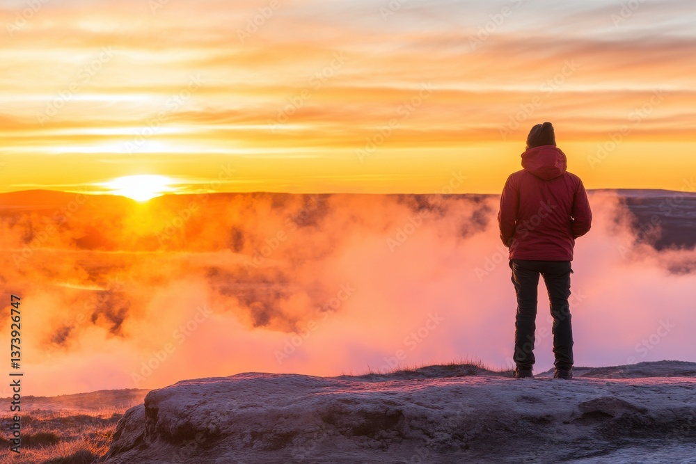 silhouette of man standing on mountain top silhouette of man standing on mountain top