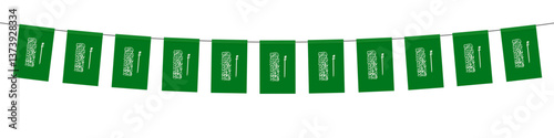 Saudi Arabian bunting garland, string of pennants flags. Vector illustration.