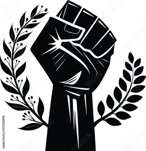Raised Fist Power Symbol - Strength, Protest, and Unity Icon