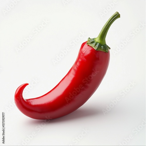 Single red chili pepper isolated on white background