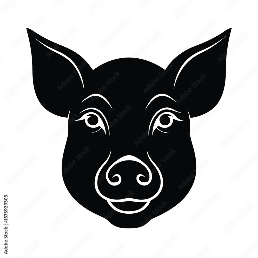 Pig head vector silhouette Pig head vector silhouette