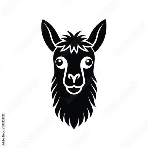 Llama head vector silhouette
