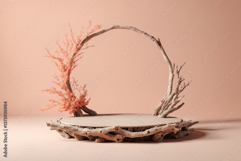 custom made wallpaper toronto digitalCircular wooden platform decorated with driftwood and coral