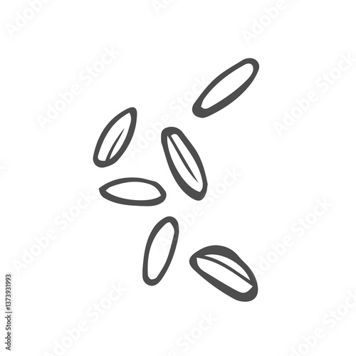Doodle rice grains sketch isolated on white background