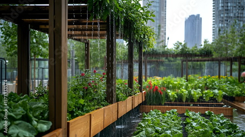Urban Garden Design Vegetables Flowers Sustainable Watering System Greenery
