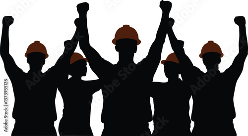 Workers Protest Silhouette - Unity, Labor Rights, and Revolution Symbol