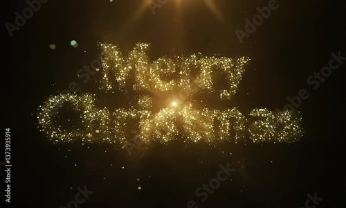 christmas text with golden light sparkle, 4k resolution footage, generated ai