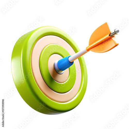 3D Green Target with Dart Hit