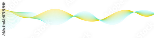 Light gradient wave in yellow and turquoise tones. Soft dynamic lines forming flowing digital pattern. Vector EPS 10