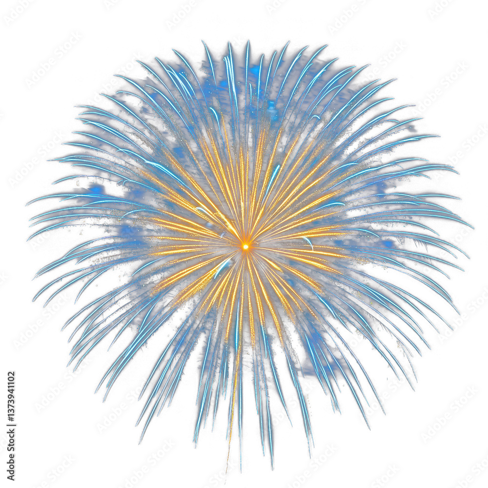 Obraz premium Blue and gold fireworks explosion on black background