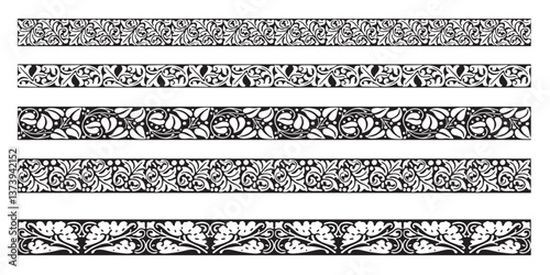 Borders nature set. Decorative style.