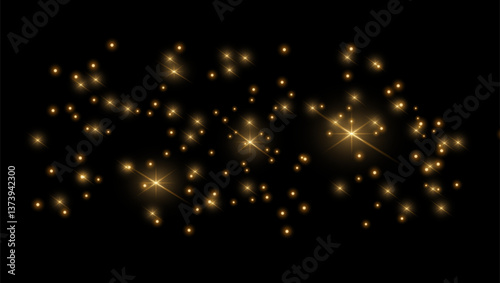 Gold sparkles background Vector shining particles.