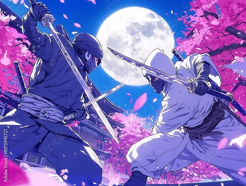 Ninja Duel Under Cherry Blossom