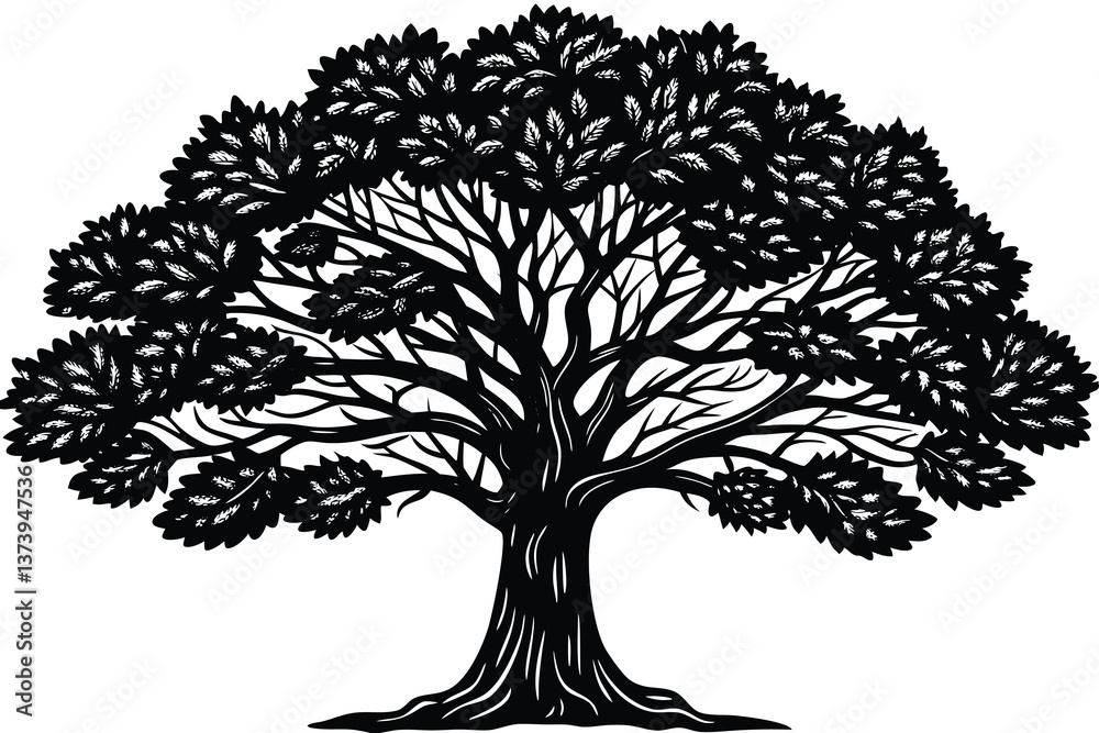Obraz premium Teak tree Isolated flat vector illustration.