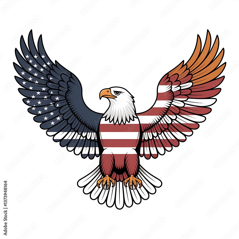 Fototapeta premium Eagle with usa flag vector and t shirt design 