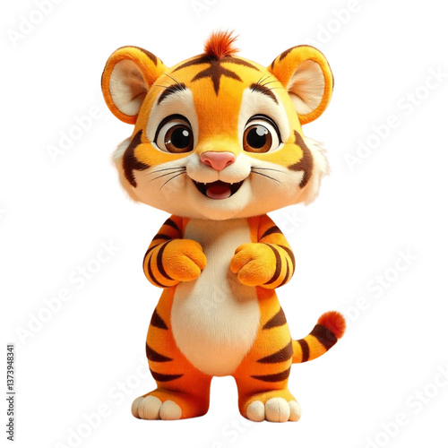 Cartoon tiger character, whose design is beautiful and colorful transparent 