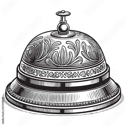 service bell engraving vector illustration