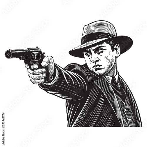 gangster engraving vector illustration
