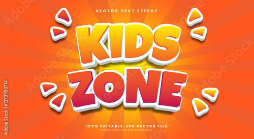 Kids Zone 3d editable text effect Template Suitable for Cartoon Style