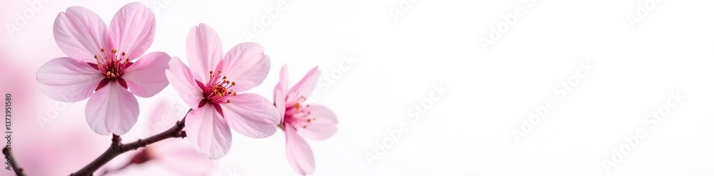 Fototapeta premium Beautiful sakura flower isolated on white background, cherry blossom, floral